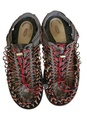 Keen Uneek Cord Sport Sandals Shoes Men US 13 EUR 47 Gray Red Brown MSRP $140